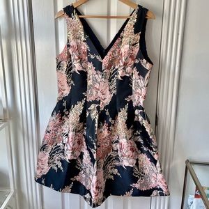 Vince Camuto Women's Floral Jacquard Fit & Flare Dress Black Size 14